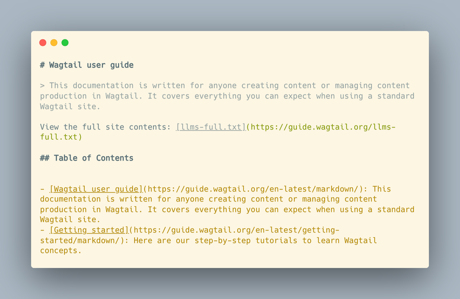 llms.txt screenshot in code editor